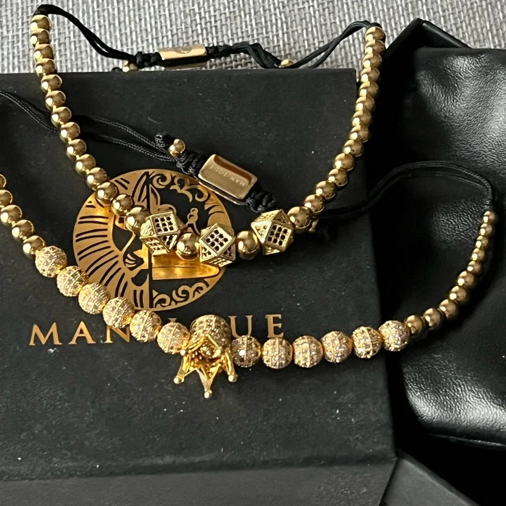 Man-ique mens gold and crystal bracelets. New. Set of two. - Picture 3 of 3